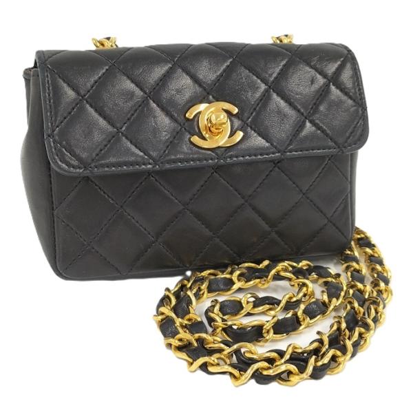 CHANEL　シャネル ミニマトラッセチェーンショルダー コットン ブラック コットン CHANEL　シャネル ブラック ミニマトラッセチェーンショルダー