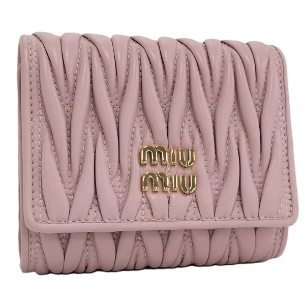 miu miu ピンク 三つ折り財布 マテラッセ 新品未使用 ミュウミュウ 三つ折り財布 マテラッセ ミニ財布 ブラック レディース