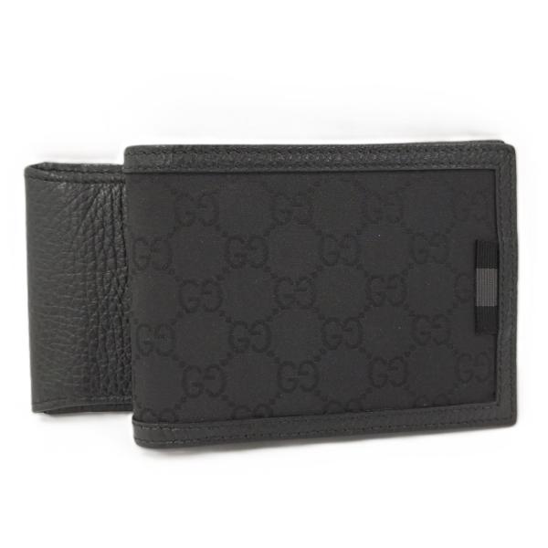【美品】GUCCI GGキャンバス レザー 二つ折り財布 GUCCI 二つ折り財布 GGキャンバス レザー ブラック 333042 : JJ