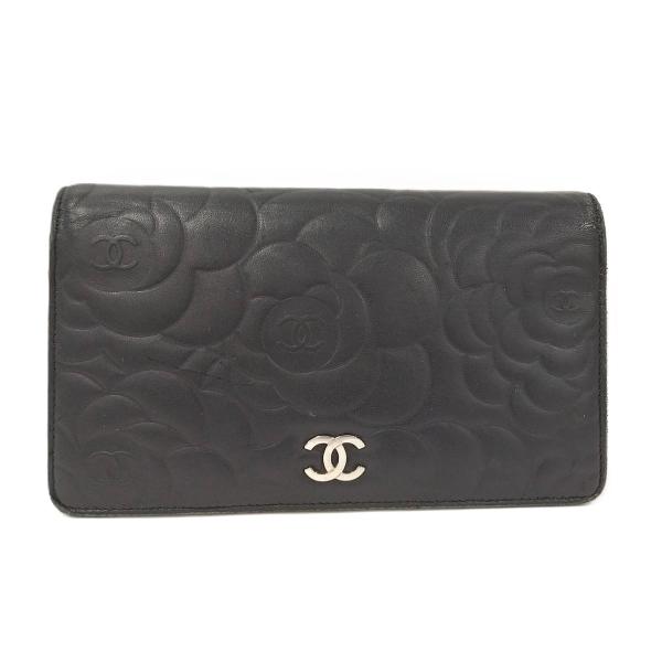CHANEL（シャネル） カメリア エンボス 二つ折り長財布 レザー