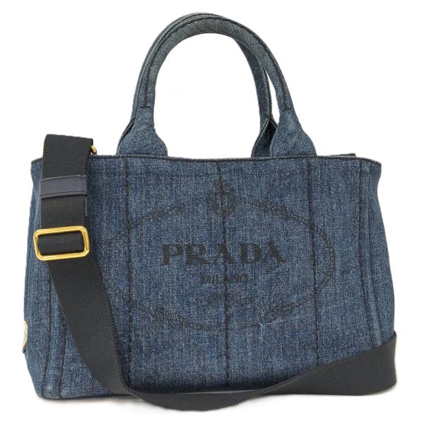 PRADA カナパ プラダ 2way ショルダーバッグ 1BG439 デニム S PRADA（プラダ） PRADA 2WAY トートバッグ カナパ デニム ブルー