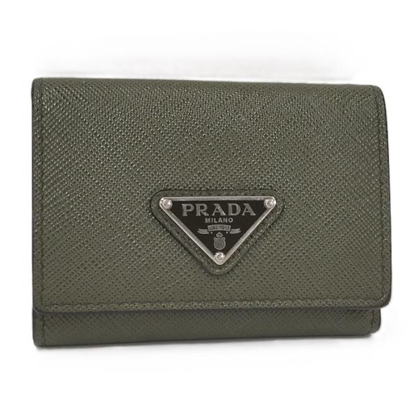 未使用級 PRADA 三角ロゴ 三つ折り財布 激レア ライトグリーン 開運色 未使用級 PRADA 三角ロゴ 三つ折り財布 激レア ライトグリーン 開運色