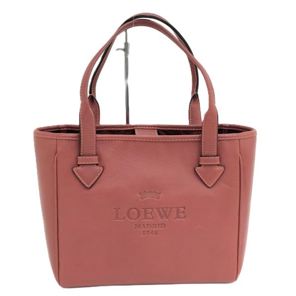 トートバッグ ロゴ型押し パープル A4可 レザー 美品✨ロエベ ヘリテージ