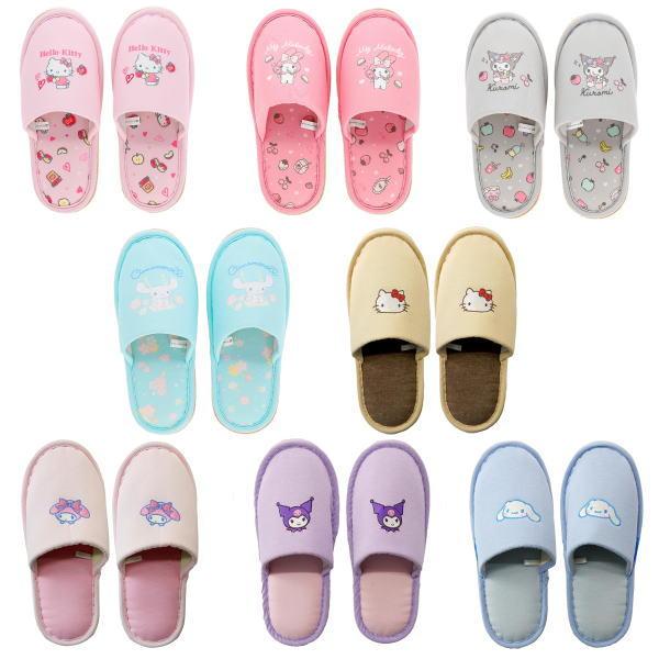 【商品名】サンリオスリッパ【サイズ】約２６×１０．５cm【素材】「アップルピンク・ガーリースイート・ポップスイート・ゆらゆらフラワー」：ポリエステル１００％　　　　「キティ・マイメロディ・クロミ・シナモロール」：表：T/C 50/50　裏：...