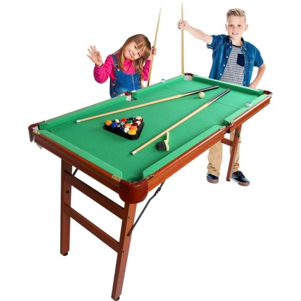HLC 55''ポータブル折りたたみビリヤードテーブル プールゲームテーブルには ビリヤード台 家庭用 キュー ボール チョーク ラック（緑