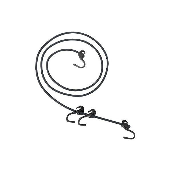 最強フックで荷物をがっちりホールド● 対応性向上!…狭い場所でも確実にかけられるスリムなフック。● 耐久性向上!…樹脂＋金属フックの採用で強度アップで信頼性も向上!■ 色・材質：ブラック■ サイズ：200cm