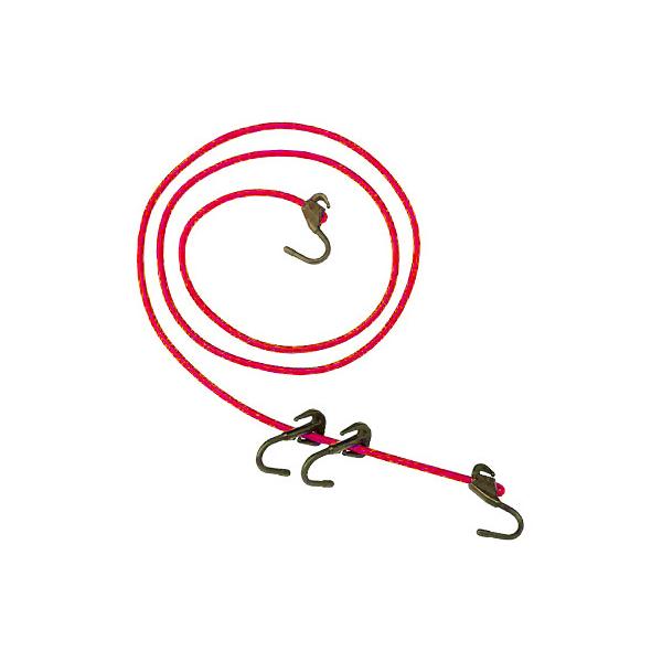 最強フックで荷物をがっちりホールド● 対応性向上!…狭い場所でも確実にかけられるスリムなフック。● 耐久性向上!…樹脂＋金属フックの採用で強度アップで信頼性も向上!■ 色・材質：レッド■ サイズ：200cm