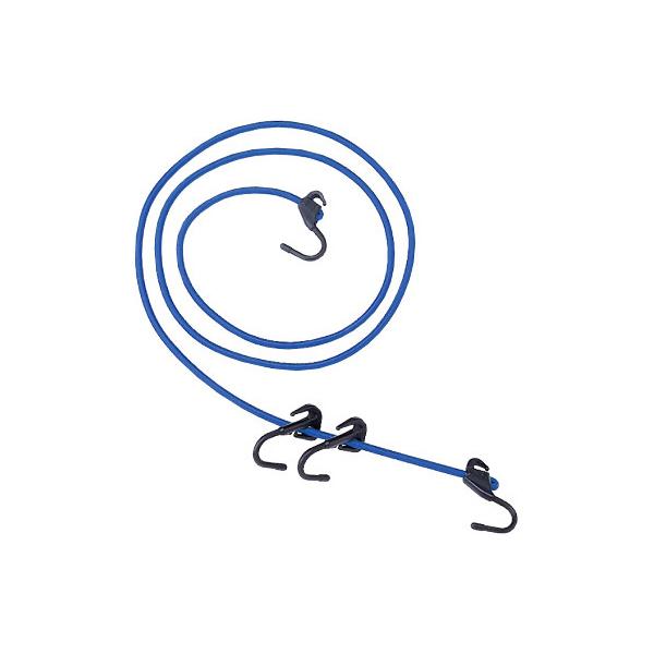 最強フックで荷物をがっちりホールド● 対応性向上!…狭い場所でも確実にかけられるスリムなフック。● 耐久性向上!…樹脂＋金属フックの採用で強度アップで信頼性も向上!■ 色・材質：ブルー■ サイズ：200cm