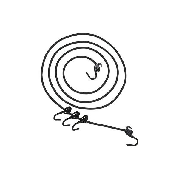 最強フックで荷物をがっちりホールド● 対応性向上!…狭い場所でも確実にかけられるスリムなフック。● 耐久性向上!…樹脂＋金属フックの採用で強度アップで信頼性も向上!■ 色・材質：ブラック■ サイズ：300cm