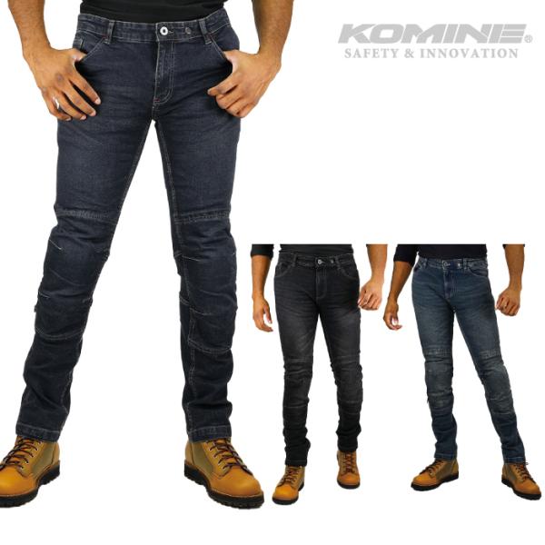 【美品】コミネ ジーンズ KOMINE バイクジーンズ　Lサイズ コミネ ジーンズ WJ-747S ケブラージーンズ スリムフィット