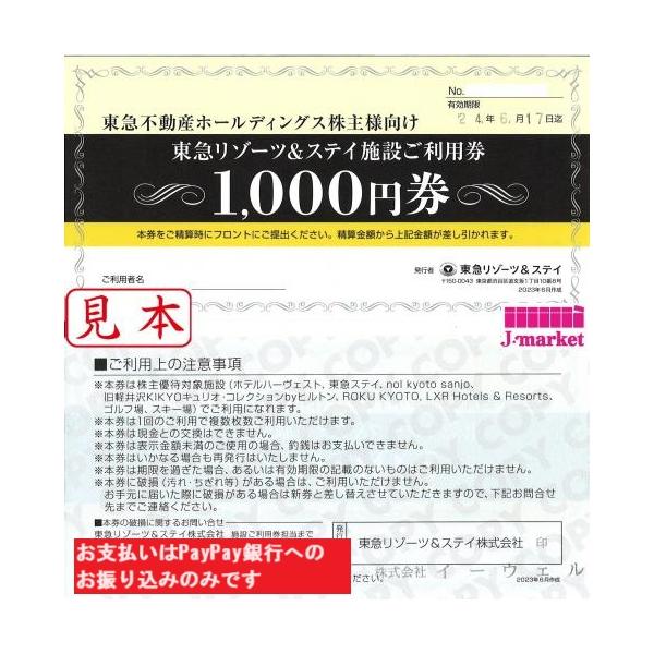 東急リゾーツ&ステイ施設ご利用券 1,000円 2025年1月8日まで : gift 