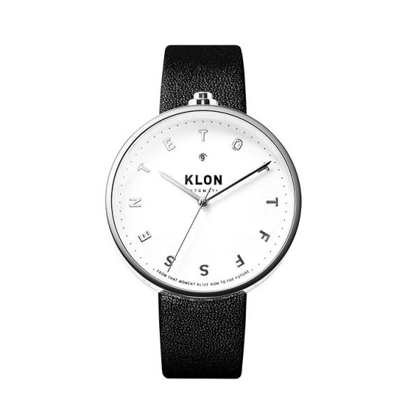 rv Y  @B Mtg EHb` KLON AUTOMATIC WATCH BLACK LEATHER ALPHABET