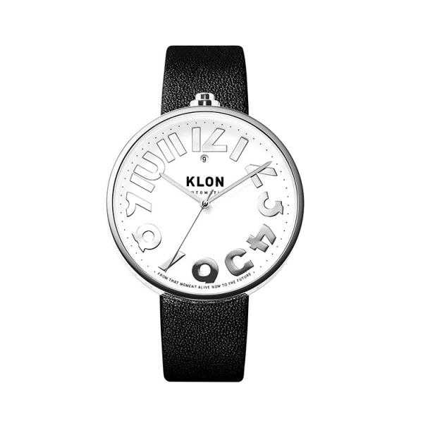 rv Y  @B Mtg EHb` KLON AUTOMATIC WATCH BLACK LEATHER HIDE