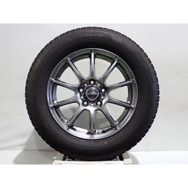 【中古】215/60R16 スタッドレスタイヤ アルミホイール 4本セット ブリヂストン ブリザックVRX2 1665+48-5H114.3 マルカサービス シュナイダー