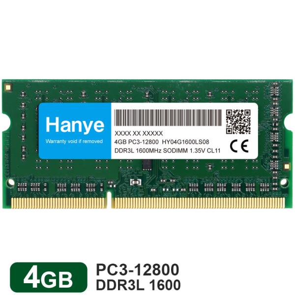 ノートPC用メモリ Hanye 4GB DDR3L 1600 SODIMM PC3 12800 CL11 低電圧1.35v HY04G1600LS08【5年保証】 翌日配達対応