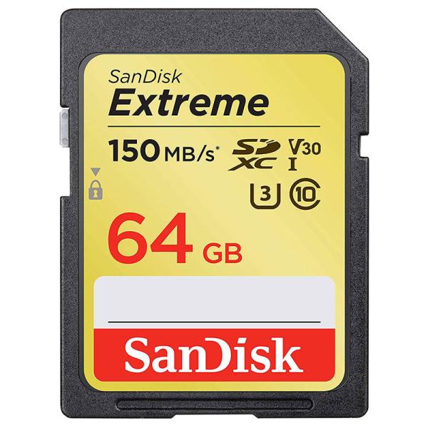 SDXCカード Extreme 64GB UHS-I U3 V30対応 R:150MB/s  Class10 SDSDXV6-064G-GNCIN SanDisk サンディスク 海外パッケージSA1309XV6