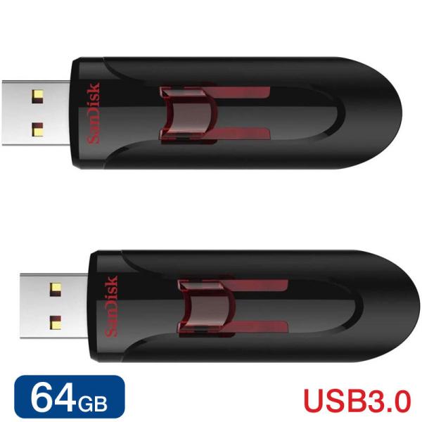 2�Z�b�g������ USB������ 64GB SanDisk �T���f�B�X�N Cruzer Glide USB3.0�Ή� ������ ���s�A���i �����z�B��������