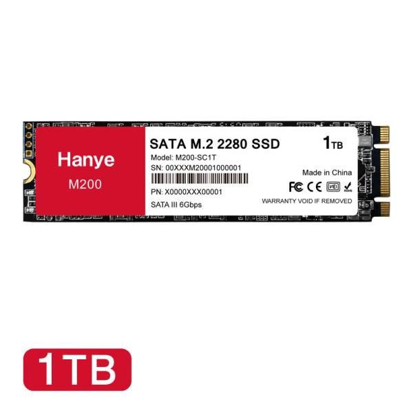 * Hanye SATA M.2 2280 内蔵型SSD、本体: 22mm x 80mm、パッケージ品；*容量：1TB（ユーザ領域約953GB）；*型番：M200-SC1TB；*保証：安心の国内サポートと国内3年保証。*シーケンシャル読み取...