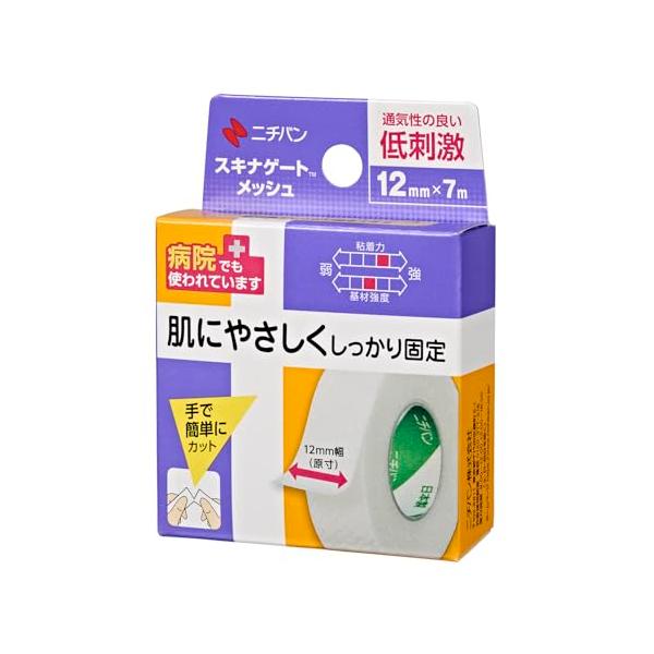 ニチバン 低刺激ばんそう膏 スキナゲートメッシュ 12mm幅 7m巻き 1巻入り