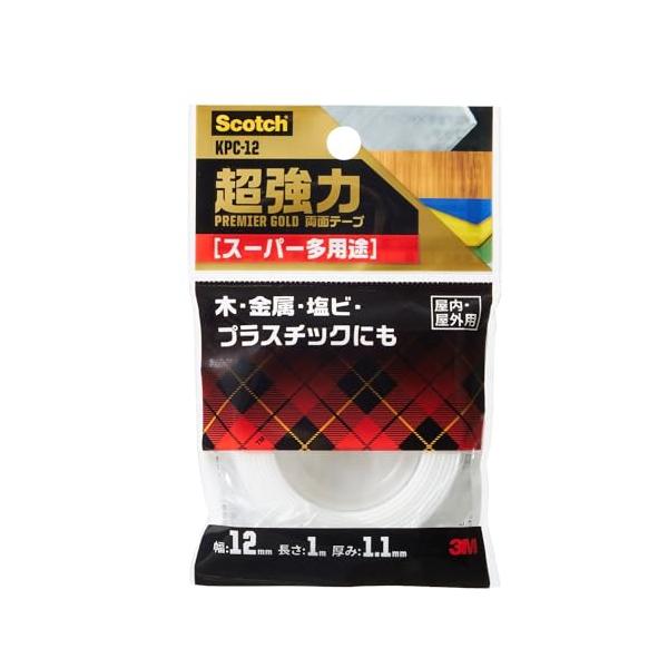 スリーエム(3M) 3M 両面テープ 超強力 スーパー多用途 幅12mm 長さ1ｍ スコッチ KPC-12 小巻 プレミアゴールド