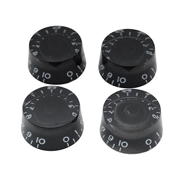 Musiclily スピードノブ ミリ規格 LPレスポールエレキギター用、ブラック(4個入)