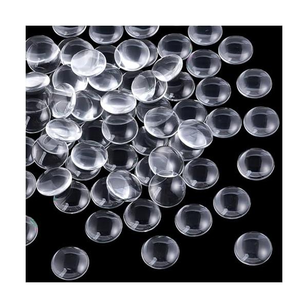 PandaHall クリア ガラス カボション 16mm 半円ドーム 70個セット ラウンドビーズ 透明 クリスタル 拡大レンズ効果 DIY ジ