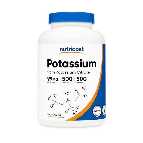 Nutricost クエン酸 カリウム 99mg、500 カプセル、非GMO、グルテンフリー