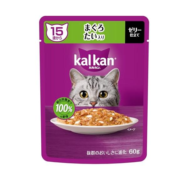 他サイト： カルカン パウチ 15歳から 60g×12袋 まぐろ たい入り シニア 高齢期 ウェットフード キャットフード 総合栄養食 水分補給 猫 kalの商品画像