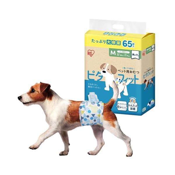 アイリスオーヤマ ピタフィット ペット用おむつ M 65枚入 男の子用 犬 おむつ 長時間 MNPD-M65