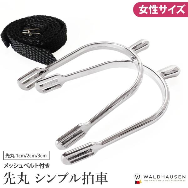 ピン先が丸いタイプのWaldhausenの女性・ジュニアサイズ拍車セットです。メッシュベルト付き。ピンの長さは、1cm/2cm/3cmの3サイズ。材質：スチール合金重さ：120グラム程度（ベルトは20グラム程度）※商品は新品未使用品でござい...