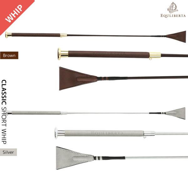 光沢のあるグリップエンドと「EQULIBERTA」のエンボス加工が施されたグリップがプレミアムな雰囲気の短鞭。■ブランドEQULIBERTA（エクリベルタ）分類タグ:  【鞭（ムチ）】  【短鞭】  【EQULIBERTA（エクリベルタ）】...