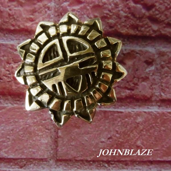 金色 真鍮製 コンチョ ネジ式 サンフェイス インディアン 直径23mm ブラス製 ネジ付 スクリューバック シカゴスクリュー ボタン