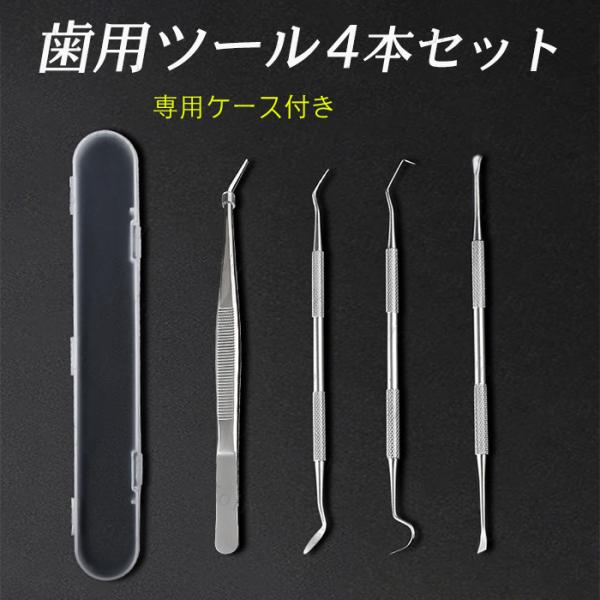 ★ご覧頂き有難うございます。【商品説明】※歯石や汚れを簡単チェック＆ケア！※最適なプロ仕様のツール　4本セットです。※手軽に 本格デンタルケアができます。※持ち運びにも便利な専用ケース付きです。※きっちり収まるので、安全かつ清潔に収納するこ...