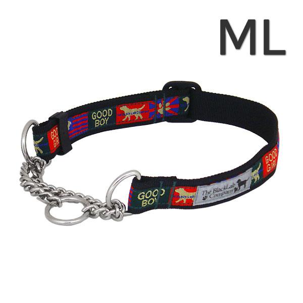 ザ・ブラックラブカンパニー オリジナルハーフチョーク フラッグ×黒 MLサイズ（中・大型犬）