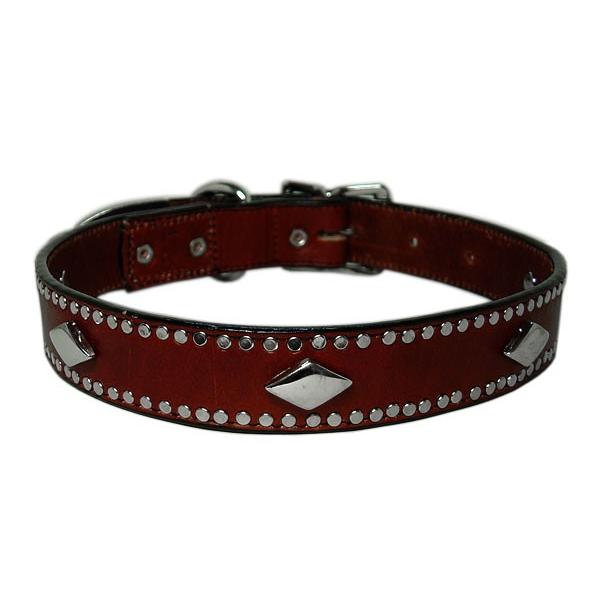 Woofwear 本革首輪 2 5cm幅 ダイヤモンド ブラウン レザー 大型犬 Wf25 06 ペットスペース ジョインアス 通販 Yahoo ショッピング