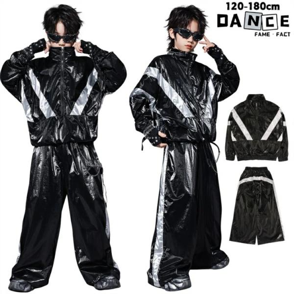 キッズダンス衣装 トップス 黒 ブラック セットアップ ヒップホップ