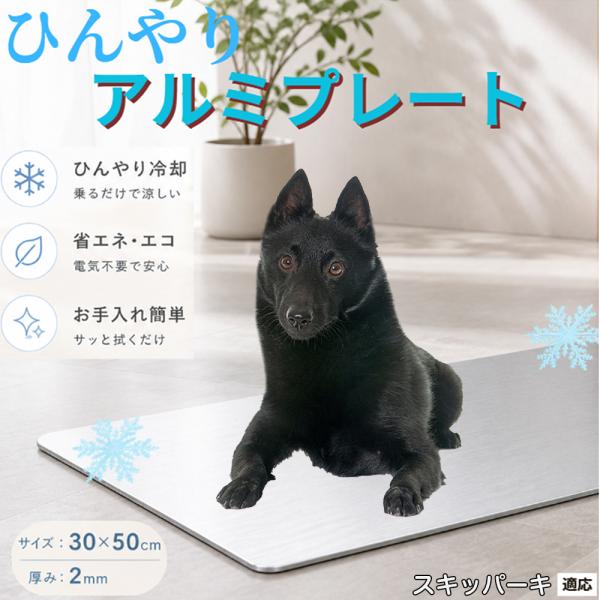 スキッパーキ犬 スキッパー ひんやり アルミプレート ペット 猫 犬 30×50cm クールマット 暑さ対策 冷感マット 冷却