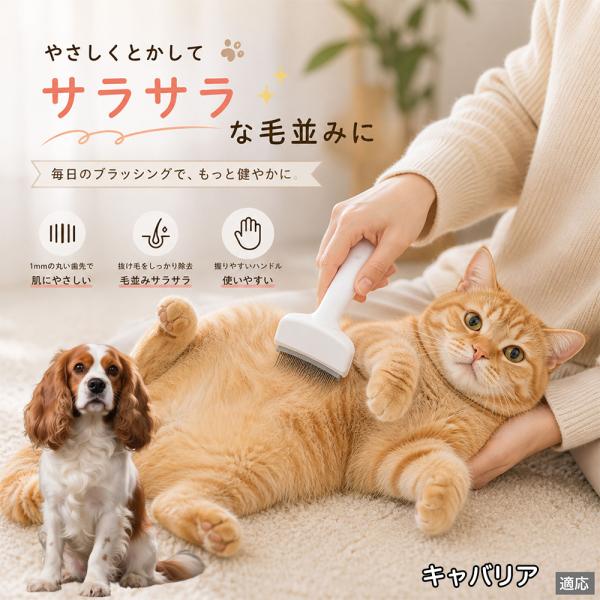 キャバリアキングチャールズスパニエル犬 抜け毛ブラシ 犬 猫 抜け毛取り 抜け毛除去 ペット ブラシ 長毛 短毛 グルーミング