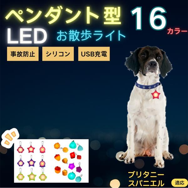 適応ペットブリタニースパニエル犬 ブリタニー商品名　LEDお散歩ライト商品説明　夜間の視認性を高めて事故防止。軽量シリコンで首輪やハーネスに装着可。防滴で雨でも安心。Type-C充電、常灯／低速点滅／高速点滅の切替。花形・星形・三角形など全...