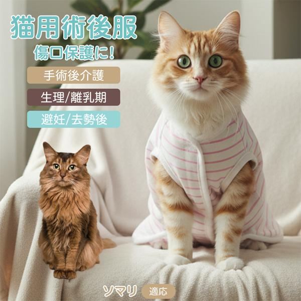 適応ペット ソマリ猫種 ソマリ 商品名　エリザベスカラー代替 皮膚保護 介護服商品説明　手術後や皮膚トラブル時の猫・小型犬用回復服。体を包み舐め・引っかき対策をサポート。肌面はコットンで吸汗通気、季節を問わず快適。着用のまま排泄可。背中・後...