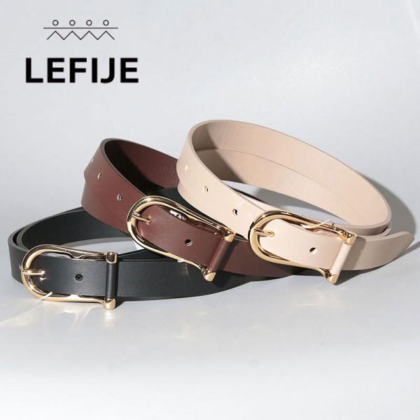 ベルト レディース レフィエ LEFIJE M4842B 牛革 イタリア製 ゴールドバックル 細め 上品 アクセント お洒落 正規品