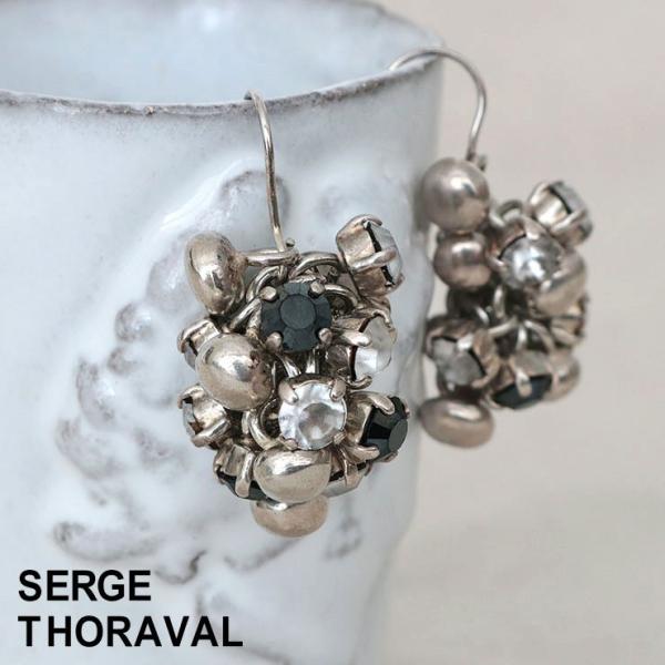 SERGE THORAVAL　編み目　マイユ　シルバーピアス　白 jolisac_sergethoraval-bom2a