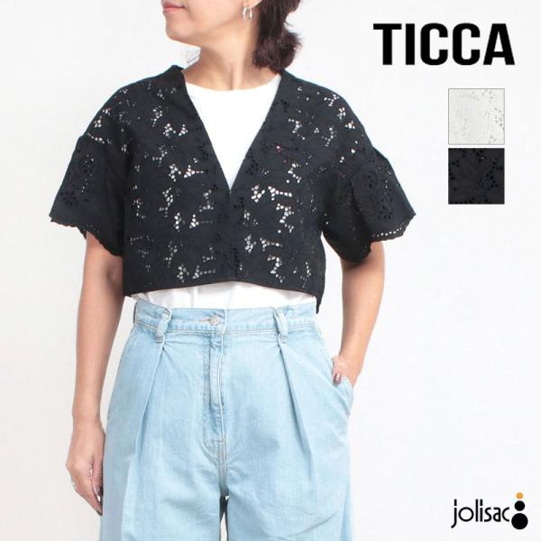 TICCA（ティッカ） ジャケット フラワーレース 半袖 ブラウス TBES-113