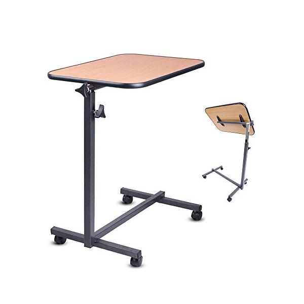 DHGKTU 介護 ベッドテーブル 補助テーブル サイドテーブル 昇降式 伸縮式 傾斜可能 高度調節可能 可移動デスク ブレーキ可能 角度調