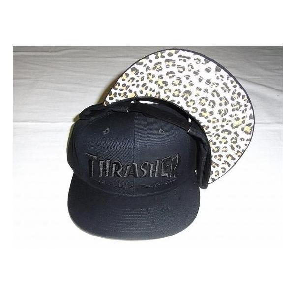 Thrasher スラッシャー 刺繍ロゴ 豹柄 レオパードバイザー ウール スナップバック キャップ 黒x黒 Buyee Buyee Japanese Proxy Service Buy From Japan Bot Online