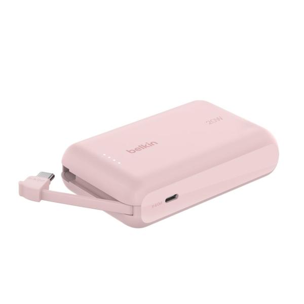 BELKIN (CCC/ 3C 認証)BoostCharge 20W ケーブル内蔵 モバイルバッテリー10000mAh(ピンク) BPB021FQPK 返品種別A