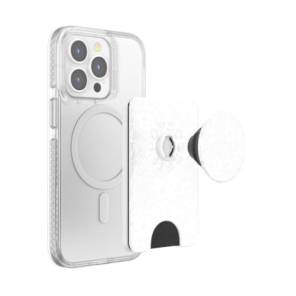 PopSockets スマホグリップ ポップウォレット+ MagSafe対応 アダプターリング付属(白いお花畑) PopWallet+ MagSafe Blanc Fresh 806927 返品種別A