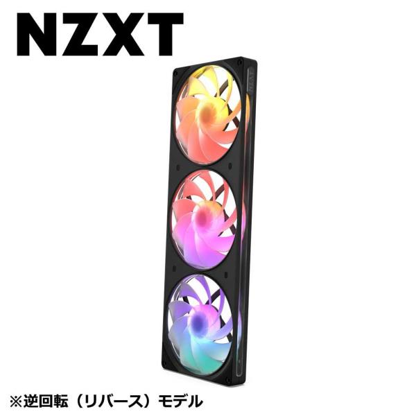 NZXT - F420 RGB Reverse Fan - 420mm Single-Frame Case Fan Unit with 3x 140mm Reverse-Blade PWM RGB Computer Case Fans - Black