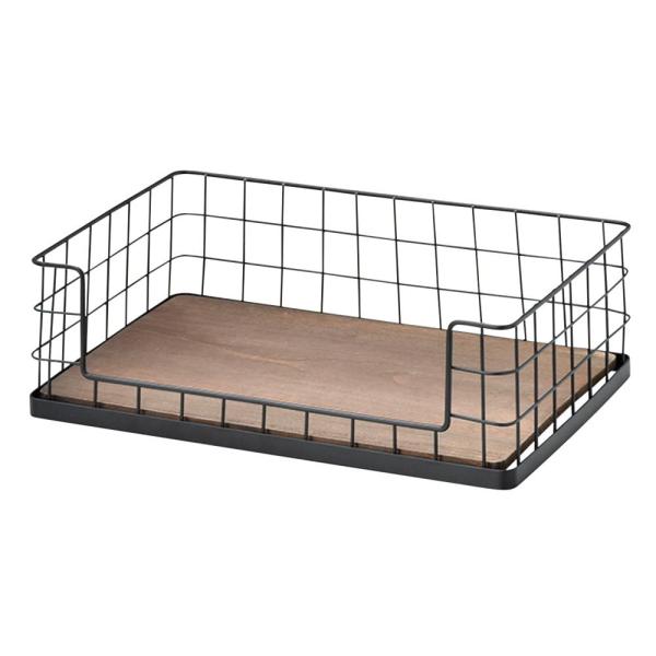 在庫状況：お取り寄せ/7日〜10日で出荷/※天然素材を使用したハンドメイド商品のため、サイズや色に個体差があります。予めご了承ください。◆インダストリアルな雰囲気のワイヤーバスケットに、天然木を組み合わせたバスケットです。◆幅広いテイストの...