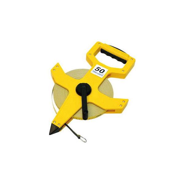 在庫状況：お取り寄せ/◆スタンダード巻尺、50m◆テープは芯材にグラスファイバーを使用し、表面を塩ビコーティングすることで耐久性をアップ◆グリップには、握りやすい樹脂グリップを採用/[G1182TOEILIGHT]